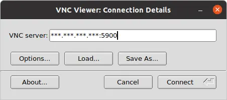 TigerVNC Viewer: Connection Details